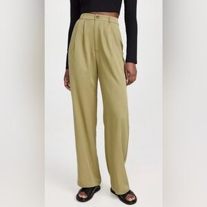 NWT Reformation Mason Mid Rise Pant Olive Green Wide Leg Relaxed Fit Size 8P
